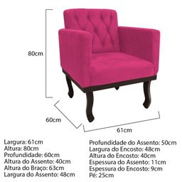 Kit Diva Recamier Juliana 185cm Lado Direito e 01 Poltrona Classic Suede Pink - Amarena Móveis - 6