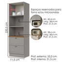 Ver imagem 3 de Torre Quente 72 cm 2 Portas 2 Gavetas C351 Cinza Nature Henn