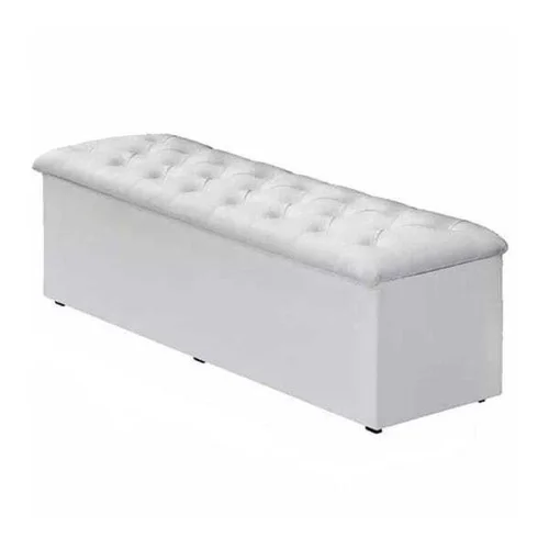 Cabeceira Mais Calçadeira Baú Casal 140cm Para Cama Box Courino Branco - 3