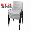 Ver imagem 2 de Cadeira Empilhável Plástica Branca 5 Unidades - Ultra Móveis
