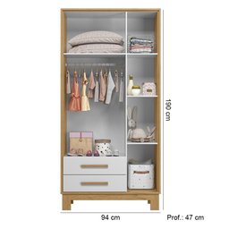 Guarda Roupa Roupeiro Infantil 4340 Freijó Branco Acetinado Patoti Móveis - 2