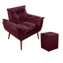 Ver imagem 1 de 01 Poltrona Opala Decorativa + 01 Puff Quadrado Decorativo Suede