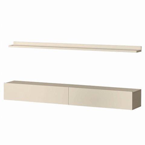Bancada Suspensa e Prateleira 197cm Slat Z49 Off White - Mpozenato