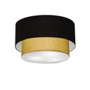 Ver imagem 1 de Plafon Duplo Cilíndrico Vivare Md-3045 Cúpula em Tecido 40x35cm - Bivolt Preto-palha 127/220v