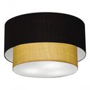 Ver imagem 3 de Plafon Duplo Cilíndrico Vivare Md-3045 Cúpula em Tecido 40x35cm - Bivolt Preto-palha 127/220v