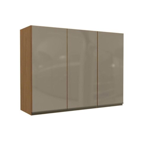 Armário de Cozinha Modulado Maxxi G767 C/ 3 Portas C/ Vidro Reflecta 120cm Canela - Kappesberg