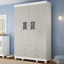Ver imagem 1 de Guarda-roupa Infantil 122cm com Vidro 4 Portas e 2 Gavetas Fofura Multimóveis Mp4483 Branco/off