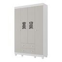 Ver imagem 3 de Guarda-roupa Infantil 122cm com Vidro 4 Portas e 2 Gavetas Fofura Multimóveis Mp4483 Branco/off