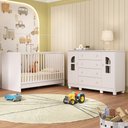 Ver imagem 2 de Berço 3 em 1 com Colchão Incluso e Cômoda 2 Portas 4 Gavetas Nina Multimóveis Mp4772 Branco
