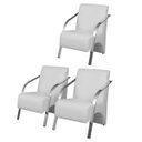 Ver imagem 1 de Kit 3 Poltronas Decorativas Vênus 1 Lugar Braço Pé Alumínio D Salla Tecido Sintético (courino) Branc