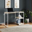 Ver imagem 1 de Mesa Escritório Berlim Industrial com Prateleira Ferro Branco Tampo 110x46 Off White