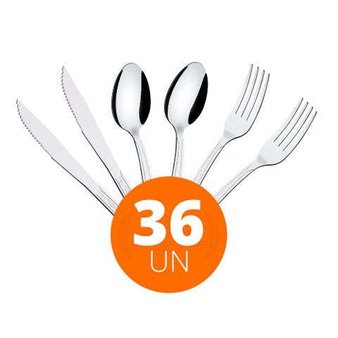 KIT - Jogo de Facas, Garfos e Colheres Búzios 36 Peças em Aço Inox IBAG - Tramontina