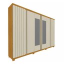 Ver imagem 3 de Guarda-Roupa Casal Valenza 6 Portas 4 Gavetas Ripado 100% MDF com Espelho Naturale/Off White - Pnr m