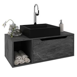 Conjunto para Banheiro 80 Cm Mármore Lunar - Tecnomobili - 6