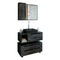 Conjunto para Banheiro 80 Cm Mármore Lunar - Tecnomobili - 1