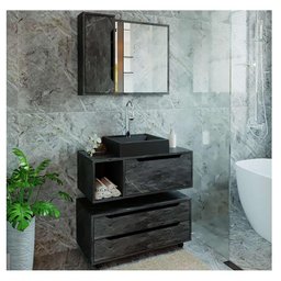 Conjunto para Banheiro 80 Cm Mármore Lunar - Tecnomobili - 13