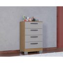 Ver imagem 2 de Cômoda 867 4 Gavetas com Guarda Roupa Solteiro Córdoba 4 Portas Damasco Off White - Poquema