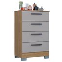 Ver imagem 4 de Cômoda 867 4 Gavetas com Guarda Roupa Solteiro Córdoba 4 Portas Damasco Off White - Poquema