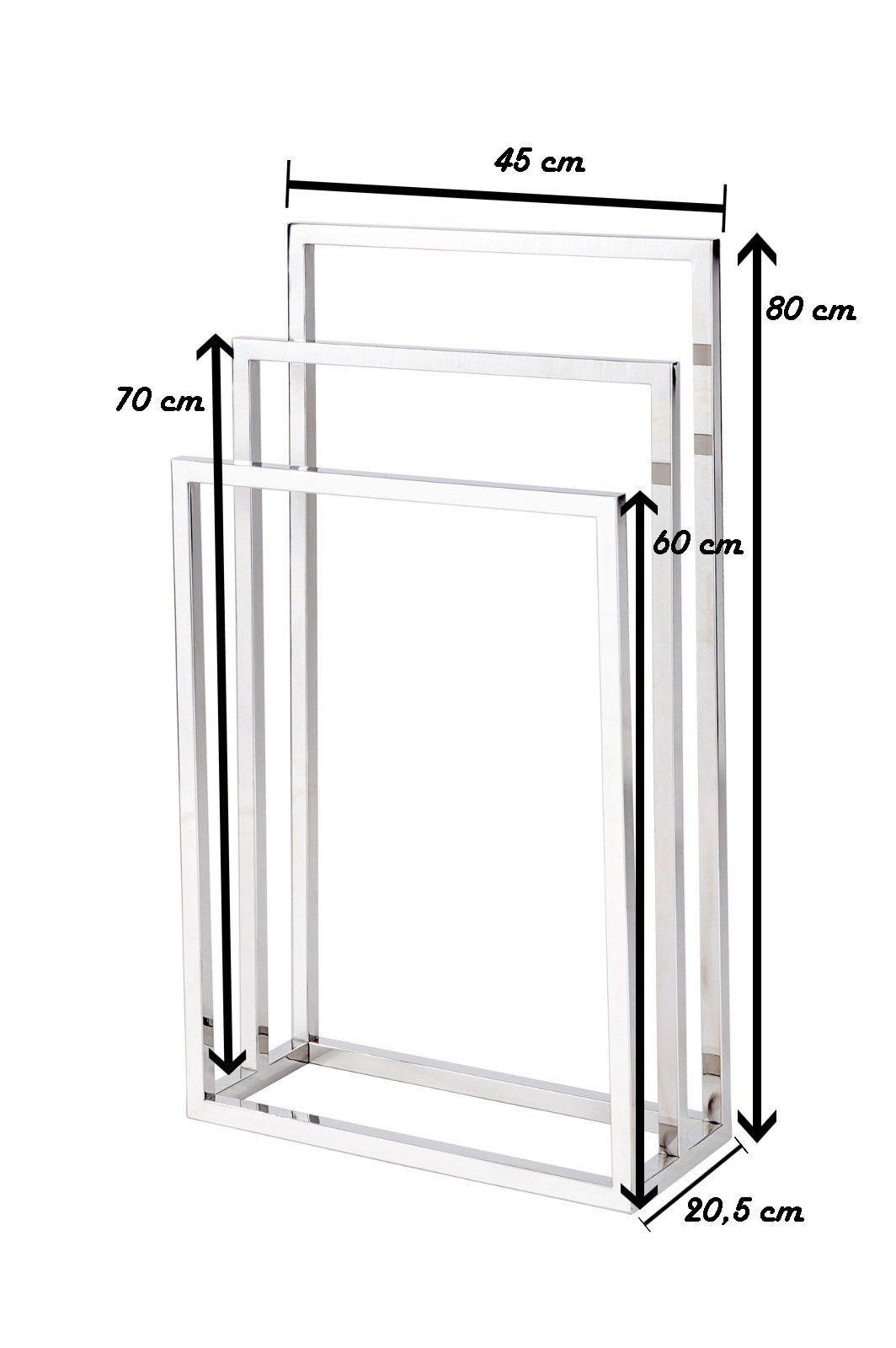 Toalheiro Porta Toalha de Piso Triplo Linha Larissa em Aço Inox 304 Stainless - 2