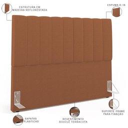 Cabeceira Cama Box Casal King 195 cm Dália W01 Bouclê Terracota - Lyam Decor - 3