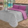 Colcha Dupla Face 5 pçs de Verão Casal Queen Cinza e Rosa Cotex - 1