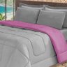 Colcha Dupla Face 5 pçs de Verão Casal Queen Cinza e Rosa Cotex - 2