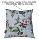 Ver imagem 2 de Kit 4 Almofadas Cheias Impermeável Estampa Digital 100% Algodão Flor Rosa Fundo Riscado 43CMX43CM