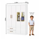 Ver imagem 5 de Guarda-Roupa 4 Portas 2 Gavetas com Espelho Infantil Perola Branco/Branco-Branco
