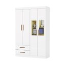 Ver imagem 3 de Guarda-Roupa 4 Portas 2 Gavetas com Espelho Infantil Perola Branco/Branco-Branco