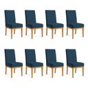 Ver imagem 1 de Kit 8 Cadeiras de Jantar Brisa Suede Azul Marinho Base de Madeira - Pallazio