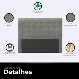 Cabeceira Casal Queen de Cama Box Estofada Ana 160 Cm Veludo - 3