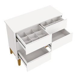 Cômoda Infantil Classic 6 Gavetas Branco Fosco com Pés Madeira Natural - Reller Móveis - 3