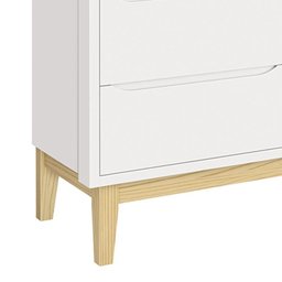 Cômoda Infantil Classic 6 Gavetas Branco Fosco com Pés Madeira Natural - Reller Móveis - 4
