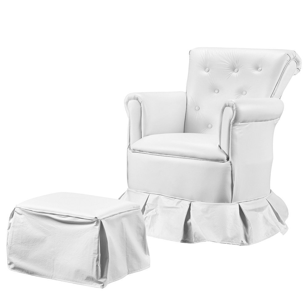 Poltrona Amamentação Balanço Decorativa com Puff Nana:Branco - 1