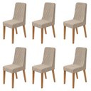 Ver imagem 1 de Kit 6 Cadeiras de Jantar Estofadas Luar Marrom Amendoa/Rinzai Bege