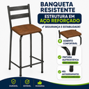 Ver imagem 2 de Banqueta para Balcão Cozinha Alta Bistrô Industrial Marrom Area Gourmet Bancada Bar