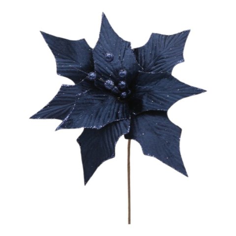 Flor de Poinsettia Decorativa Azul 30cm | Natal Encantado Formosinha