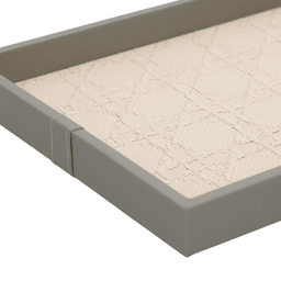 Bandeja Decorativa em Mdf com Revestimento em Pu Bege Claro e Cinza 46cm 19331-g Mart - 3