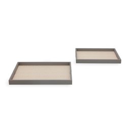 Bandeja Decorativa em Mdf com Revestimento em Pu Bege Claro e Cinza 46cm 19331-g Mart - 2