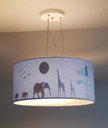 Ver imagem 2 de Lustre Pendente Safari Savana Cúpula Tecido 30x15cm 2 em 1: Azul