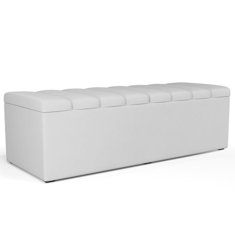 Calçadeira Recamier Baú para Cama de Casal King Dália 195x50 Cm W01 Facto Branco - Lyam Lyam Decor