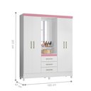 Ver imagem 3 de Jogo de Quarto Roupeiro e Comoda Munique Branco Rosa