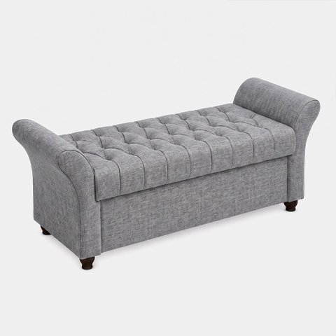 Puff Baú 195cm Charles Linho Cinza - Sallar Home