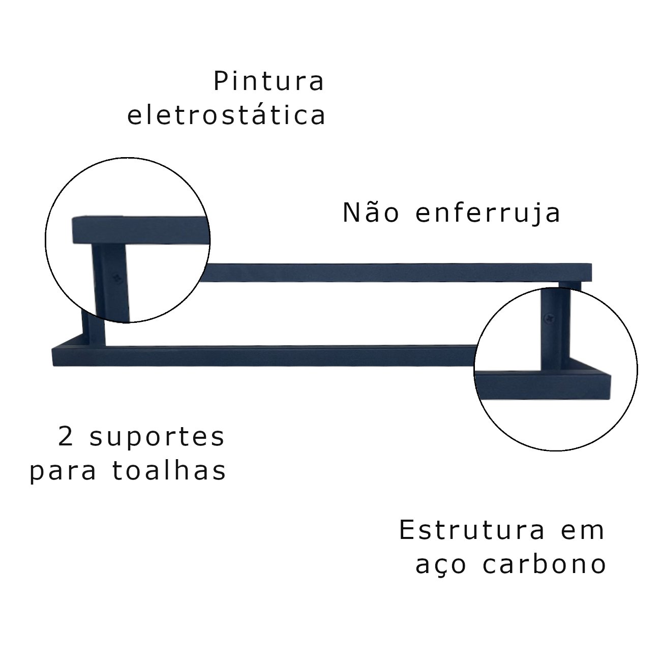 Toalheiro com Prateleira Strassis Design Sd-4003 Preto - 4