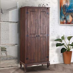 Sapateira Rústica Madeira Maciça 02 Portas Marrom Shop JM - 1