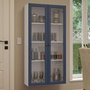 Ver imagem 1 de Cristaleira Suspensa 70 Cm 2 Portas de Vidro Branco-azul Vik Madesa