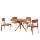 Ver imagem 2 de Conjunto Sala de Jantar Mesa 135cm Tampo Redondo Laminado e 4 Cadeiras Hope Marrom/Brisa/Imbuia