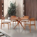 Ver imagem 1 de Conjunto Sala de Jantar Mesa 135cm Tampo Redondo Laminado e 4 Cadeiras Hope Marrom/Brisa/Imbuia