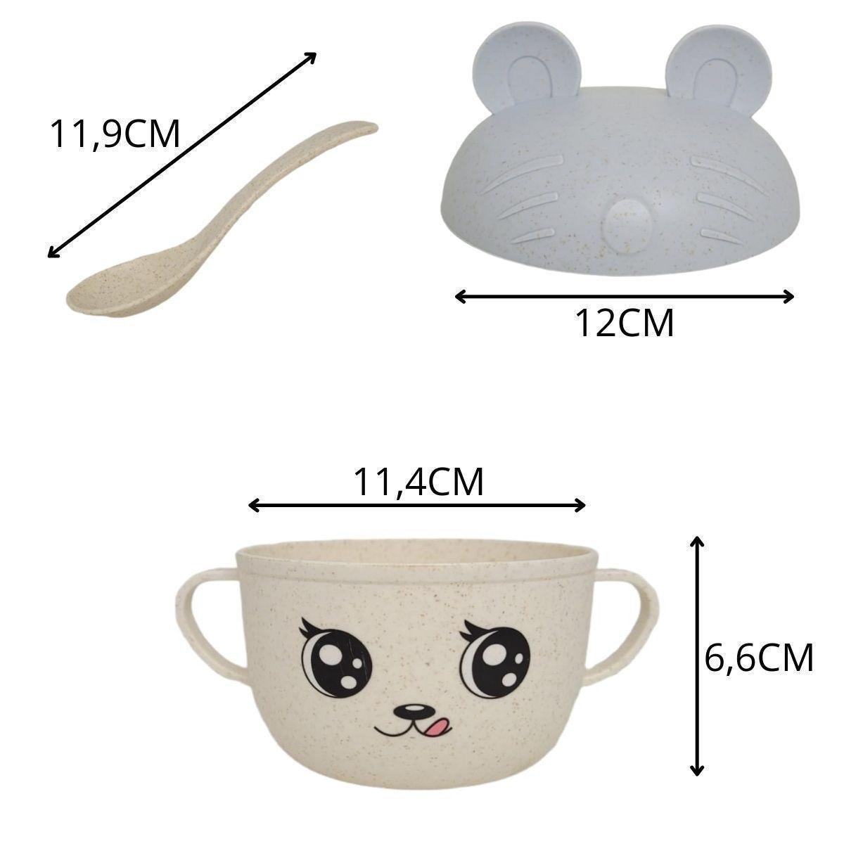 Kit Refeição Alimentação Prato Bowl Infantil 3 Peças - Verde - 5