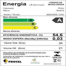 Micro-ondas Britânia BMO34EB Limpa Fácil 34L 1400W 220V - 5